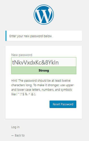 WordPressEnterNewPassword WordPress Enter New Password