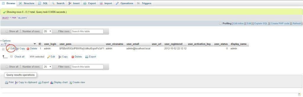 phpmyadmiwp_userstable wordpress wp_users table phpmyadmin
