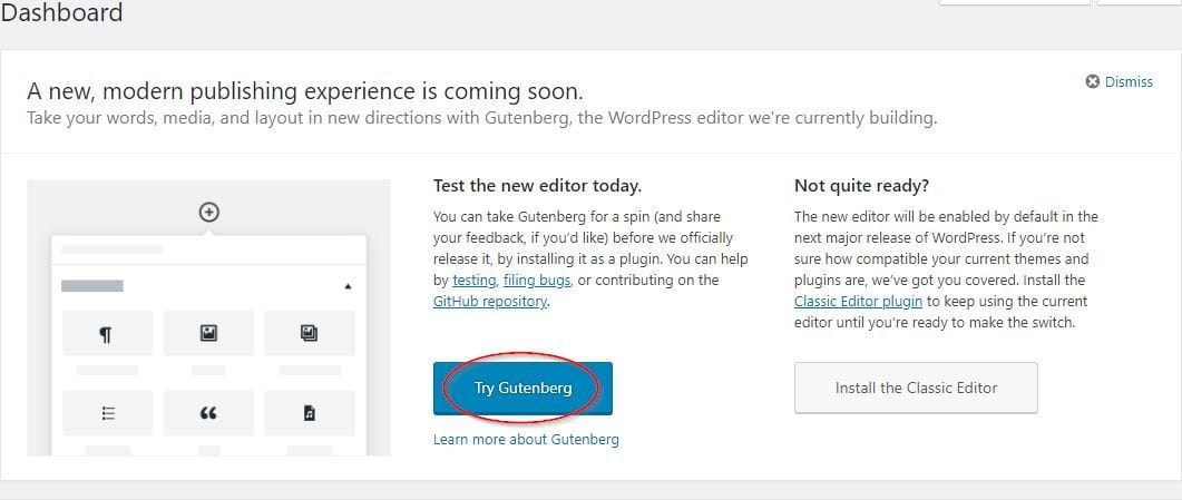 wordpress gutenberg editor call to action