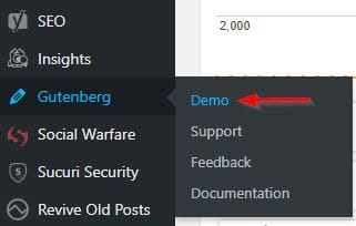 wordpress gutenberg editor menu